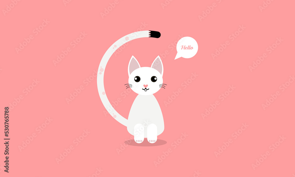Cat flat illustration design l Vector art for cat l Meow l Paw l Pet Lover