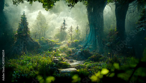 fantasy forest background generative AI