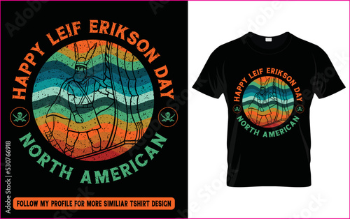 Leif erikson day t-shirt & badge design for north amercian nordic people photo
