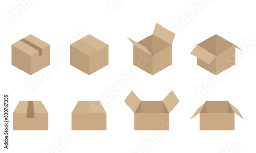 Cardboard box icon set color