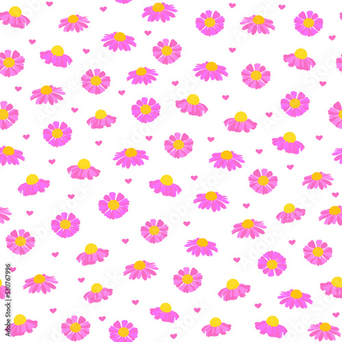 ditsy pink floral pattern and love. floral print seamless pattern. pink daisy flowers background. good for fabric  dress  wallpaper  backdrop  textile.