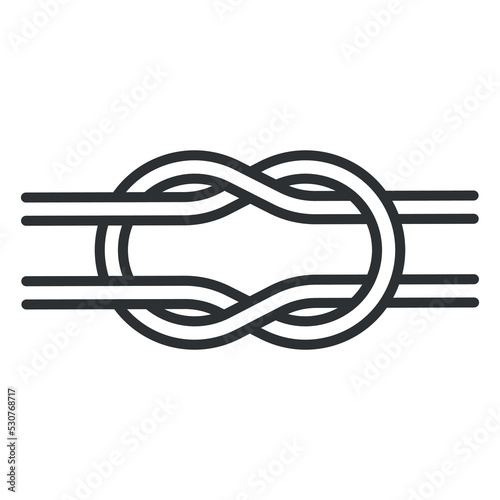 Cable rope, sea knot or loop. Hercules knot line icon. Reef Knot logo. Weaver's Knot.  Vector illustration photo