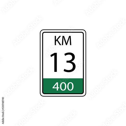 A vector in the form of a symbol or icon in the form of a kilometer traffic sign