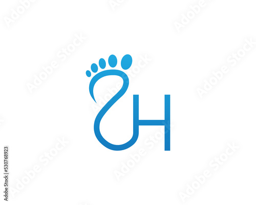 Initial Letter H Foot Care Clinic Logo Concept sign symbol icon Element Design. Feet Podiatric Logotype. Vector illustration template