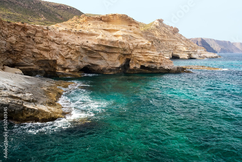 The Playazo coast in natural park of Cabo de Gata in Almeria , Andalucia , Spain