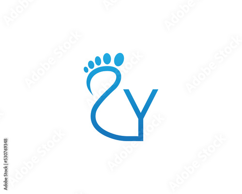 Initial Letter Y Foot Care Clinic Logo Concept sign symbol icon Element Design. Feet Podiatric Logotype. Vector illustration template