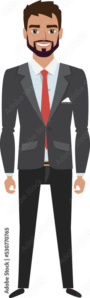 Full length portrait of Cartoon Hipster Businessman. Character for rigging and animation. Vector illustration in a flat style.