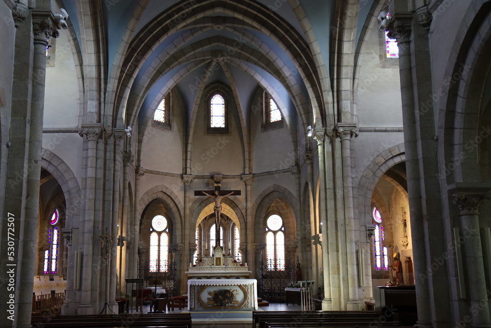 Eglise Saint Melaine, village de Moëlan sur Mer, département du Finistere, Bretagne, France
