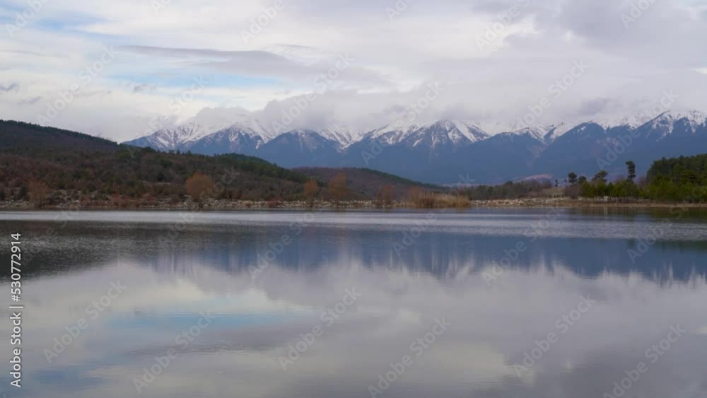 uludag mountain, snowy mountain timelapse with reflection on the lake and the top uludag mountain, snowy mountain timelapse with reflection on the lake and the top