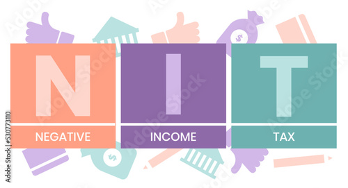 Vector website design template . NIT - Negative Income Tax acronym. business concept. illustration for website banner, marketing materials, business presentation, online advertising.