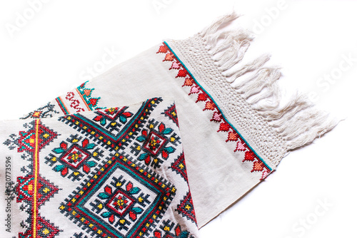 Towels with national hand-embroidered pattern of Ukrainian ethnics.