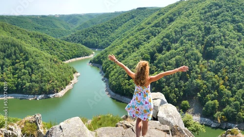 Woman travelling in France- River dordogne
