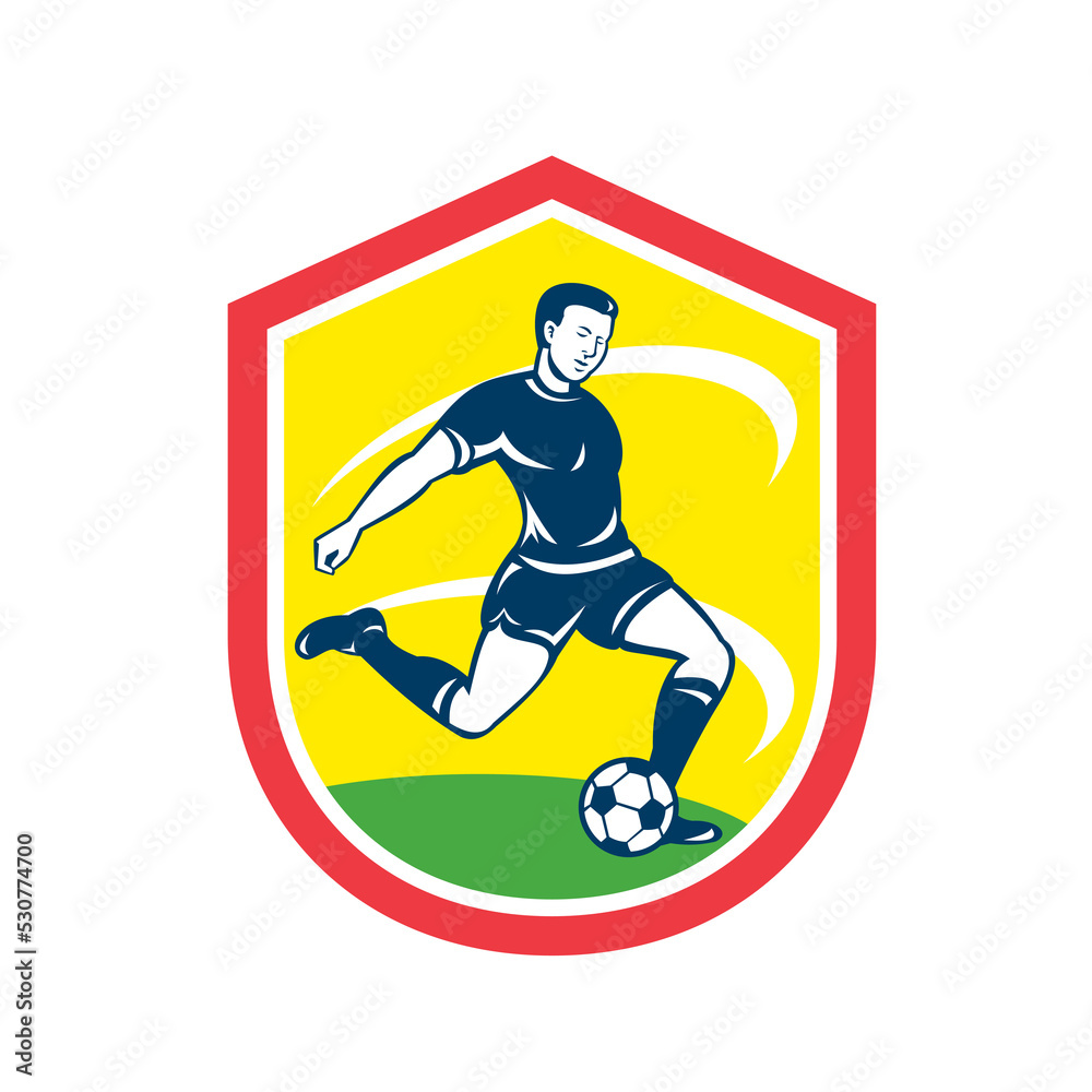 Obraz premium Soccer Player Kicking Ball Retro
