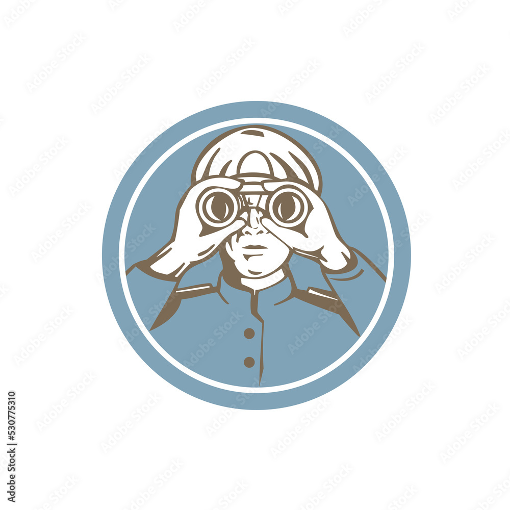 Ship Sea Captain Binoculars Circle Retro Ship Sea Captain Binoculars Circle Retro