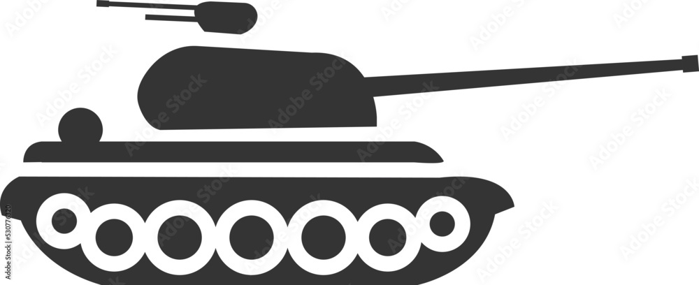 Fototapeta premium Tank icon. Black fighting vehicle. War transport