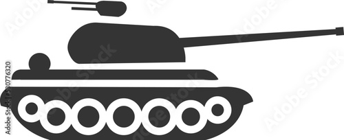 Tank icon. Black fighting vehicle. War transport