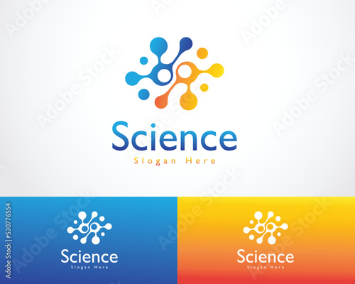 science logo creative molecule lab design connect network innovation