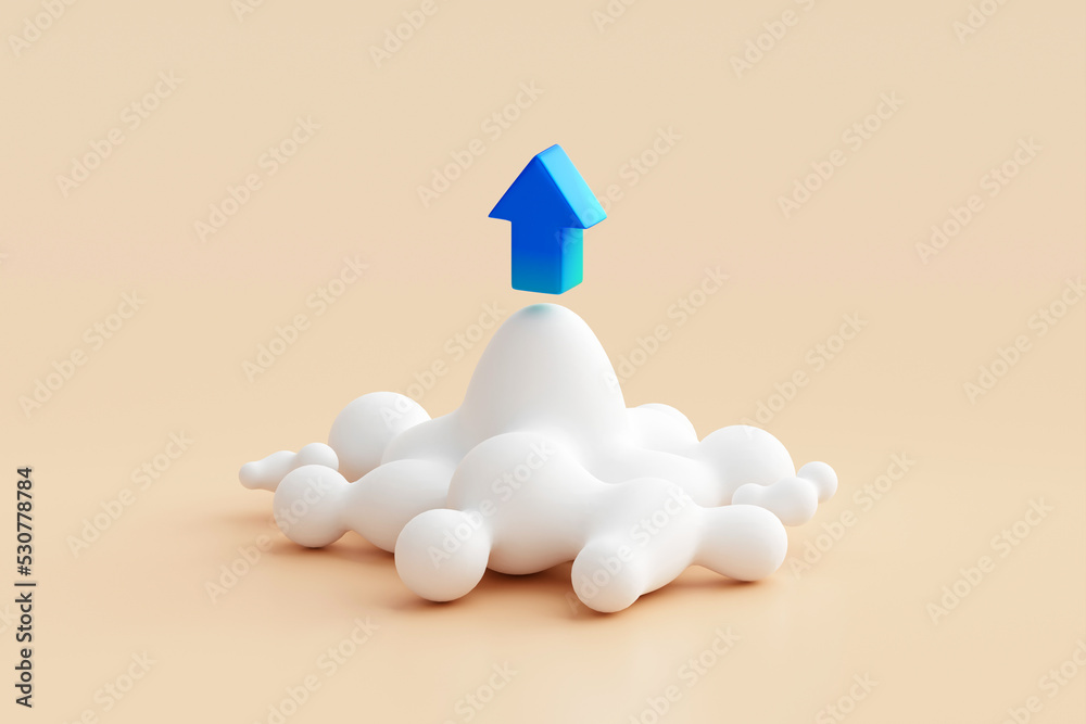 Success rocket business arrow launch concept on creative startup 3d ...