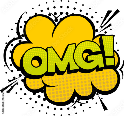 Omg comic cloud in color pop art style