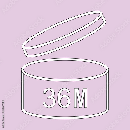 36m period after opening pao icon sign flat style design vector illustration isolated white background. 36 month day expiration period after opening.