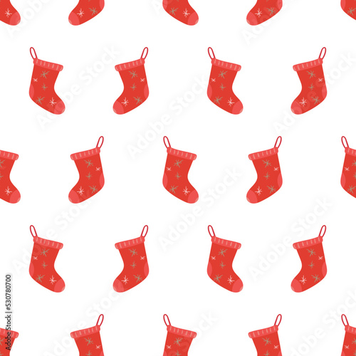 Christmas sock pattern. Festive Christmas pattern for textile, fabric, napkins, wallpapers, wrapping paper, scrapbook.