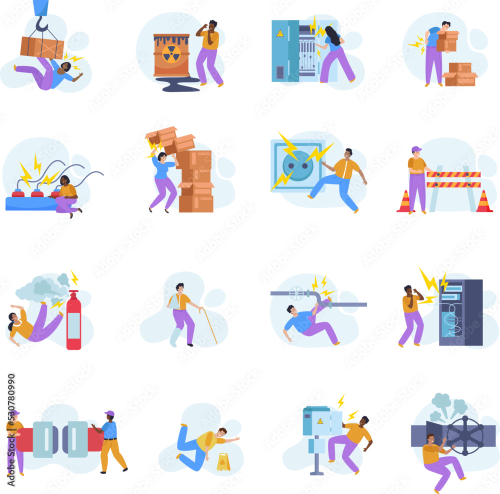 Fototapeta premium Workplace Safety Flat Set