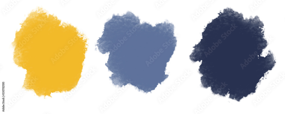 Colorful brushstroke design vector set blue, orange and yellow tones color png , autumn mood