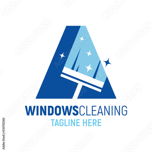 Letter A Window Cleaning Logo Design Template Inspiration, Vector Illustration.