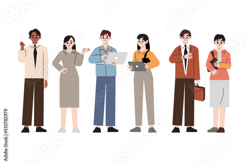 Group of People Talking Together, Discussion, Looking For New Ideas. Colleagues, Office Workers, Business. Teamwork concept. Vector Illustration. For Web Banner, Website Flyer Card