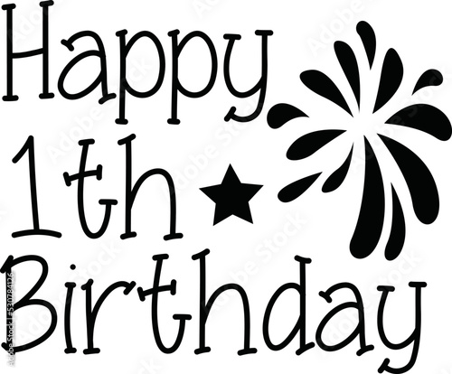 Happy 1th Birthday SVG T-shirt Design.