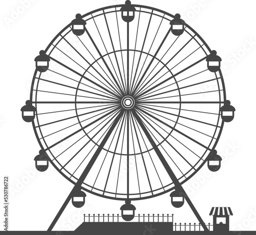 Amusement park ferris big wheel black silhouette