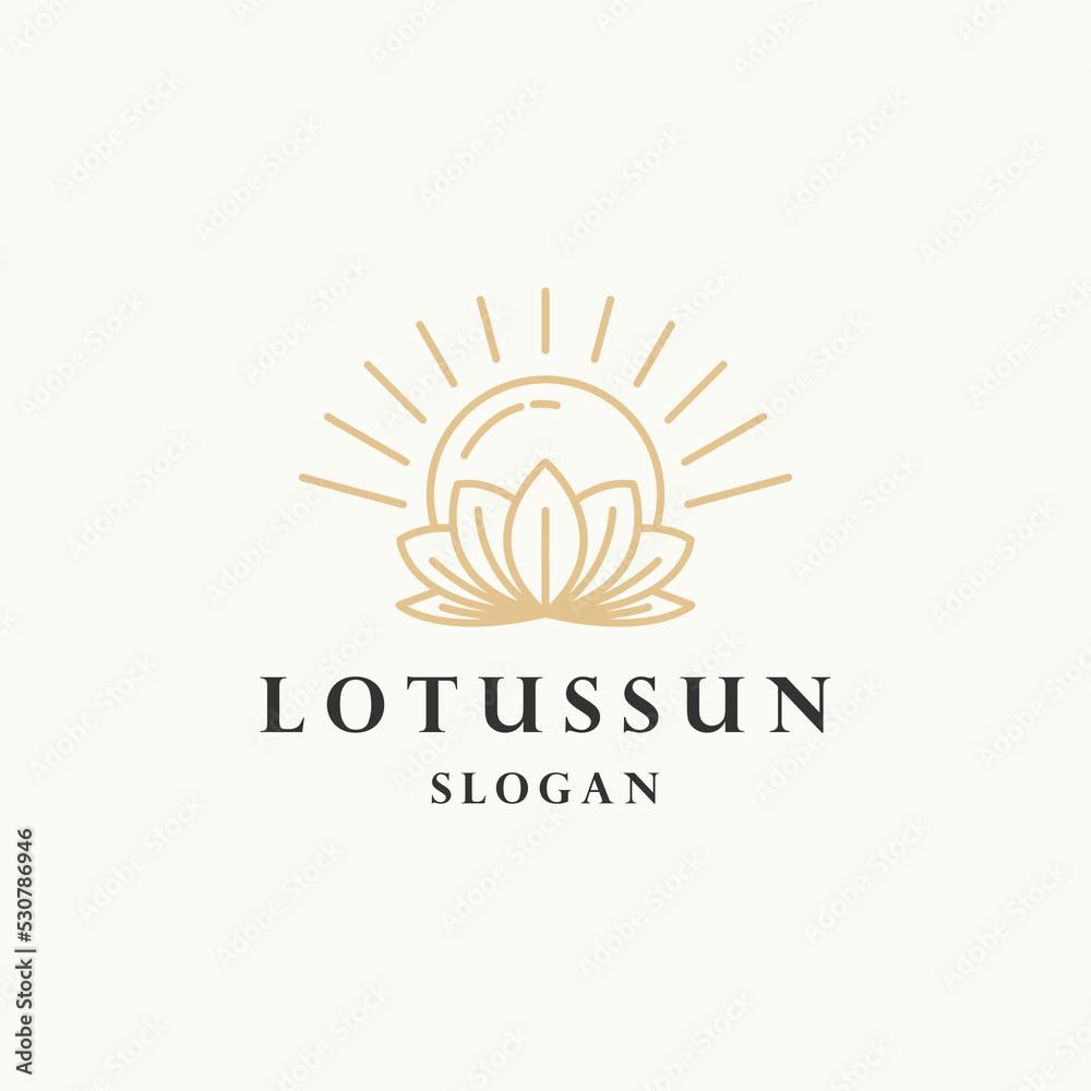 Lotus sun logo icon flat design template
