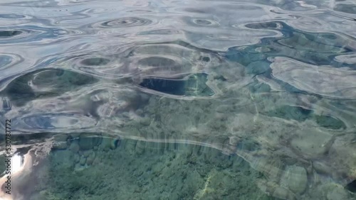 View of beautiful footage while ripple water and surface in sea. Beautiful motion gentle wave in the sea