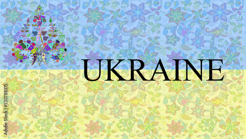 Panorama with backgrounder in the colours of the Ukrainian flag