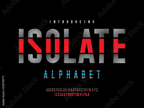 Modern multiple lines alphabet design with uppercase, numbers and symbol