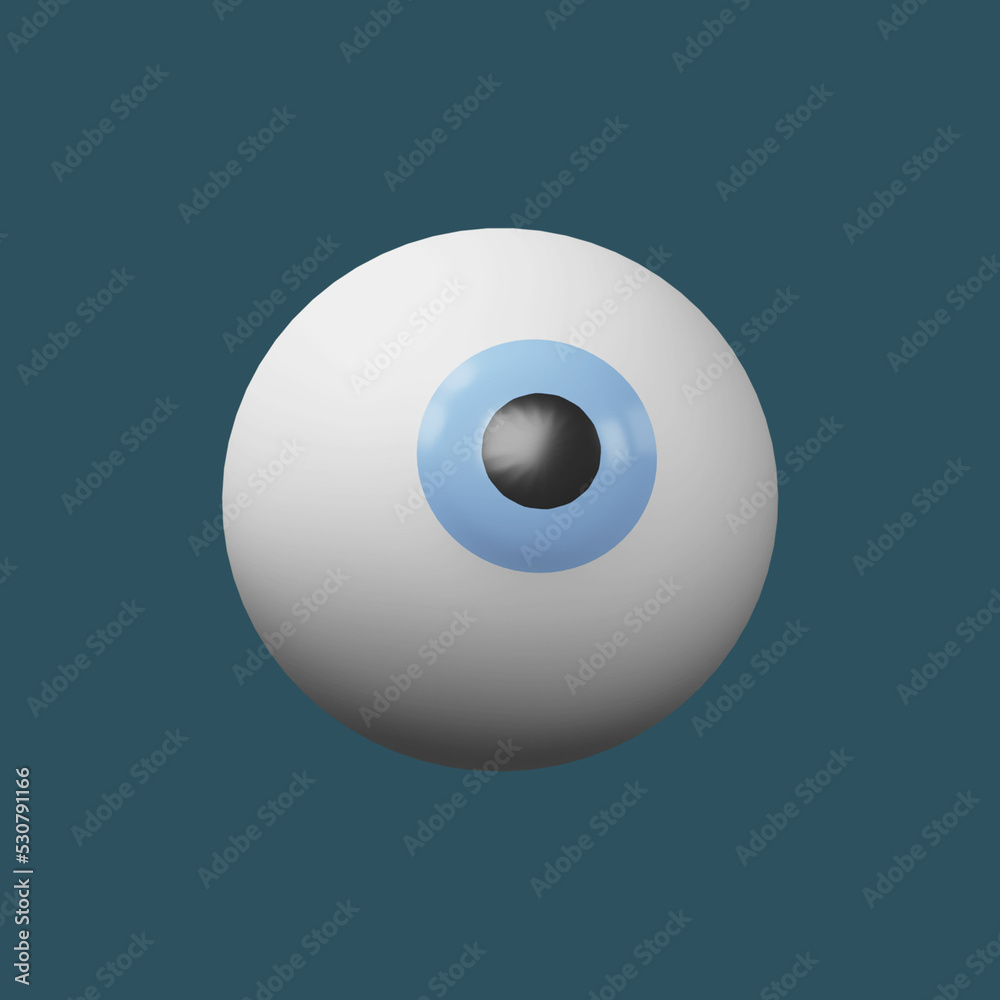 3D Render Of Eyeball Element On Blue Background. 3D Render Of Eyeball Element On Blue Background.