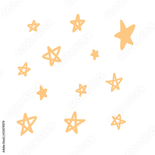 Hand drawn doodle stars. Vector illustration of night sky elements  celestial set for prints  wrapping paper  fabric  cards  posters  stickers  banners