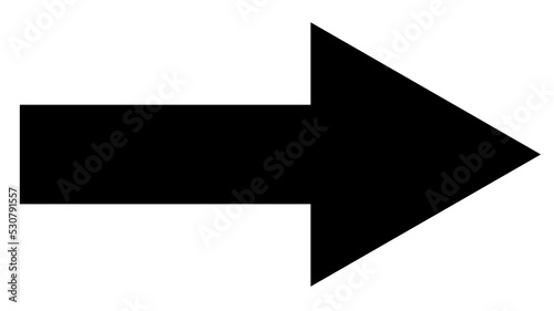 Straight pointed arrow icon. Black arrow pointing to the right. Black direction pointer photo