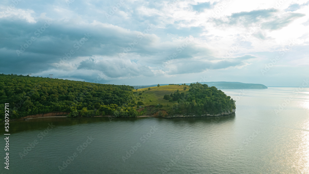 Travel to Russia, the Volga River, Central Russia, Samara Luka. Summer landscape in the Zhiguli mountains on the Volga, Russia. Travel to Russia, the Volga River, Central Russia, Samara Luka. Summer landscape in the Zhiguli mountains on the Volga, Russia.