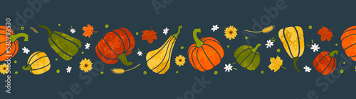 Cute hand drawn pumpkin seamless pattern, hand drawn pumpkins - great as Thanksgiving background, textiles, banners, wallpapers, wrapping - vector design