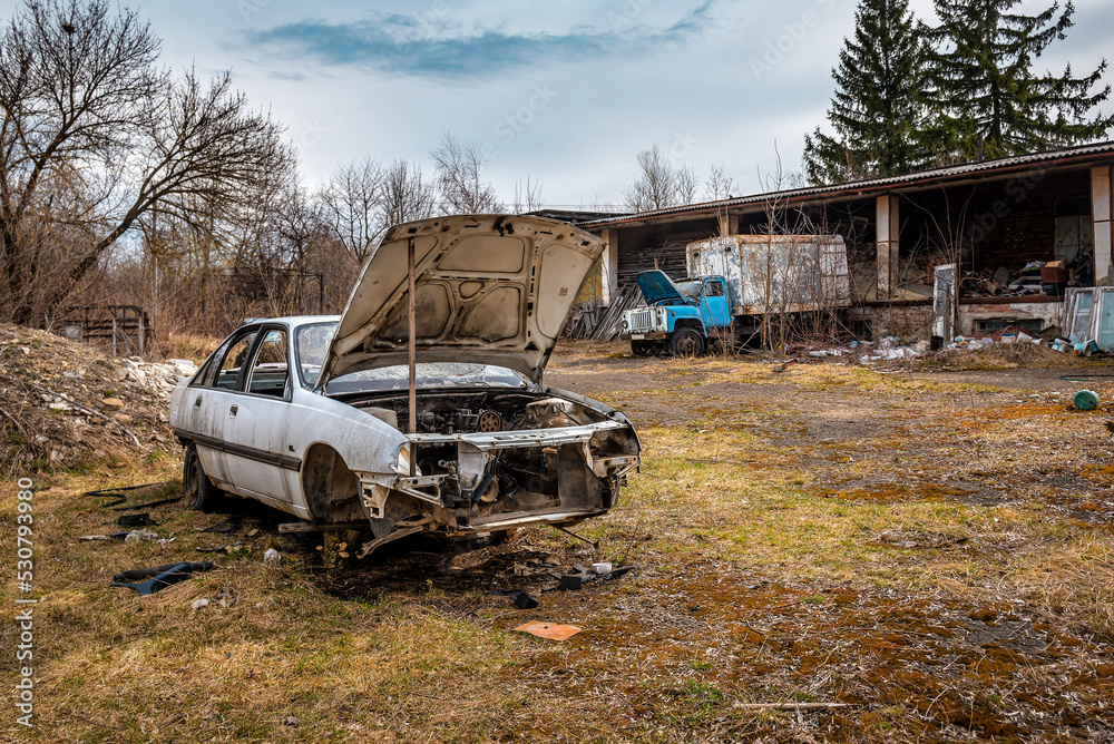 Wrecks of rusty abandoned car Wrecks of rusty abandoned car