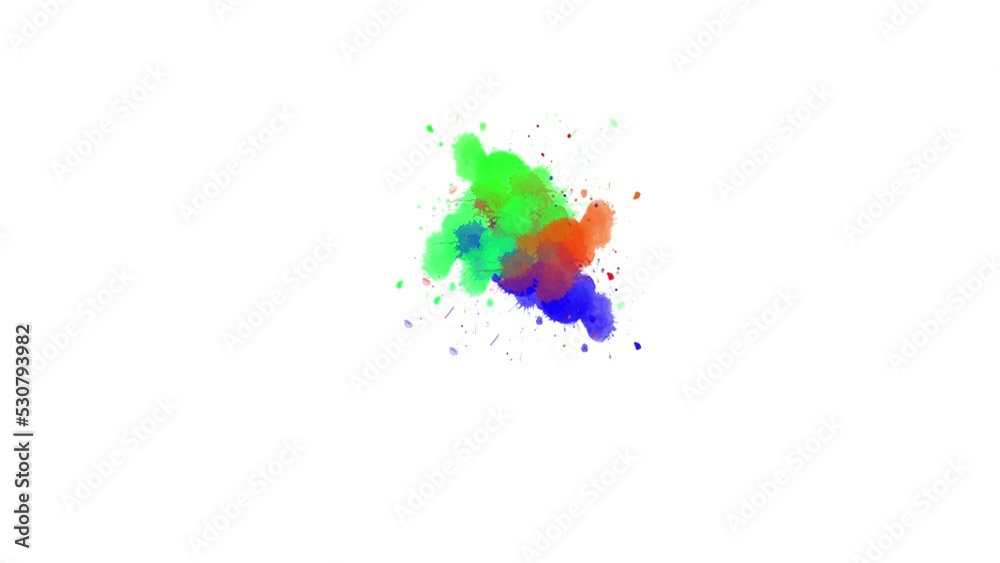 Ink brush stroke transition. Ink splash. Abstract ink brush blot, splat, fluid art, overlay, alpha matte composition, spreading brush stroke. watercolor fluid ink splashes transition.