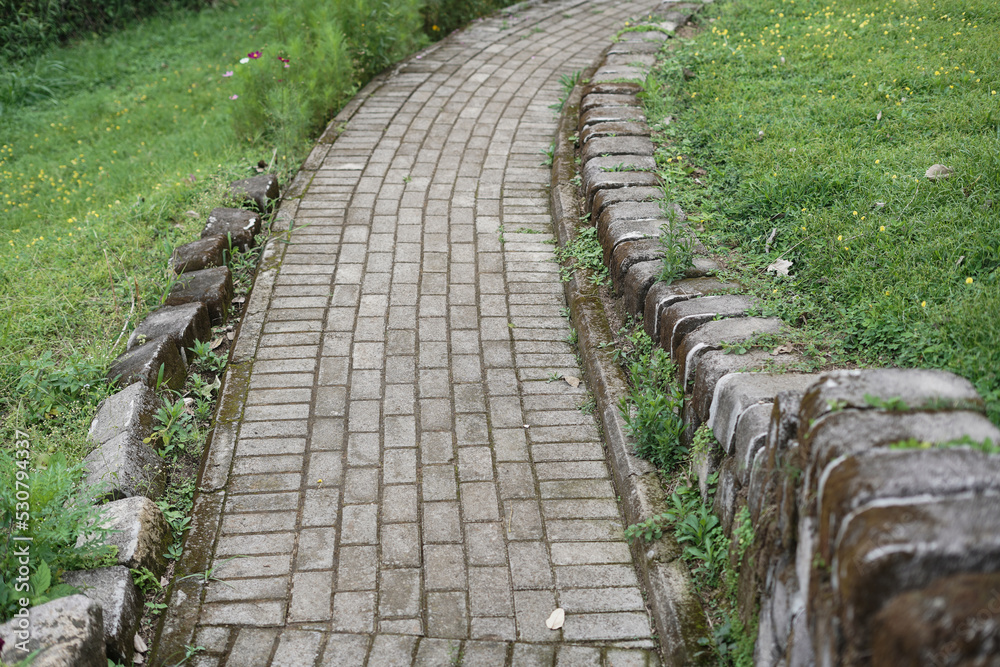 paving block road in the park