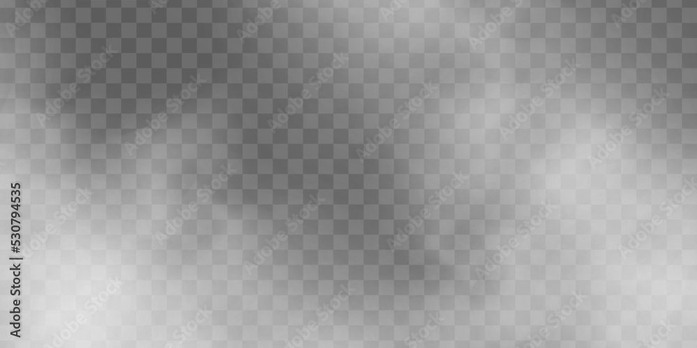 Special effect of steam, smoke, fog, clouds. Abstract gas on transparent background, vapor machine steam or explosion dust, dry ice effect, condensation, fume. Vector illustration.