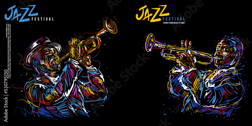 vector illustration for jazz poster. Jazz trumpet player