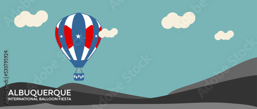 Albuquerque International Balloon Fiesta. Holiday concept. Template for background, banner, card, poster, t-shirt with text inscription