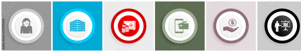 Business and bank concept vector icon set, commercial symbol collection Business and bank concept vector icon set, commercial symbol collection