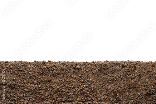 Fertile loam for planting on a white background.