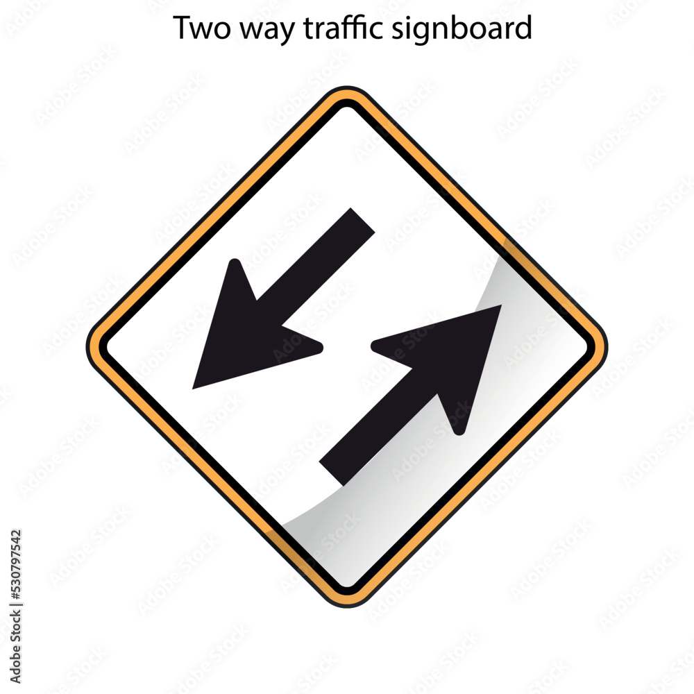 Two way traffic signboard templates flat geometric shapes arrows outline Two way traffic signboard templates flat geometric shapes arrows outline