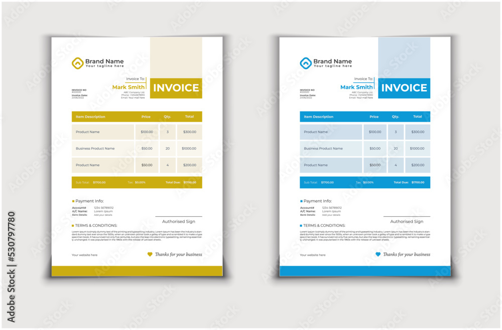 Creative Invoice Vector Template Design
